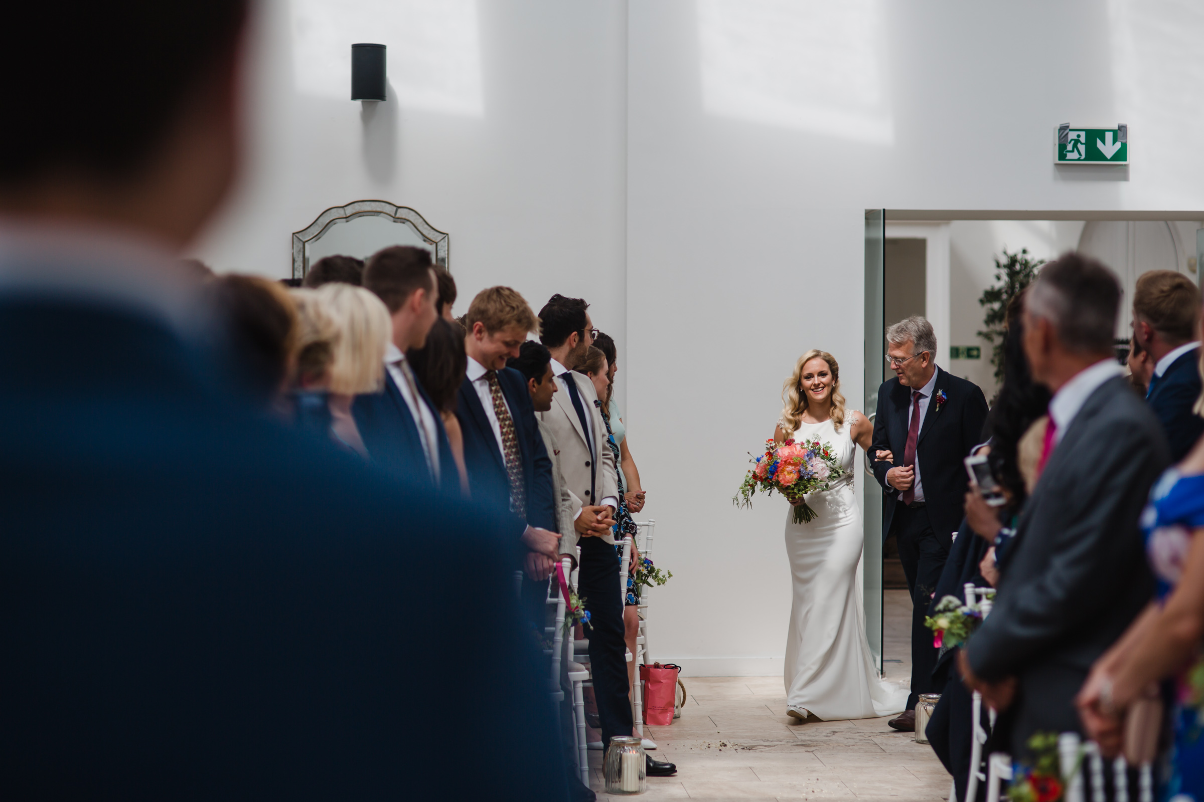 The groom sees the bride for the first time at fazeley studios