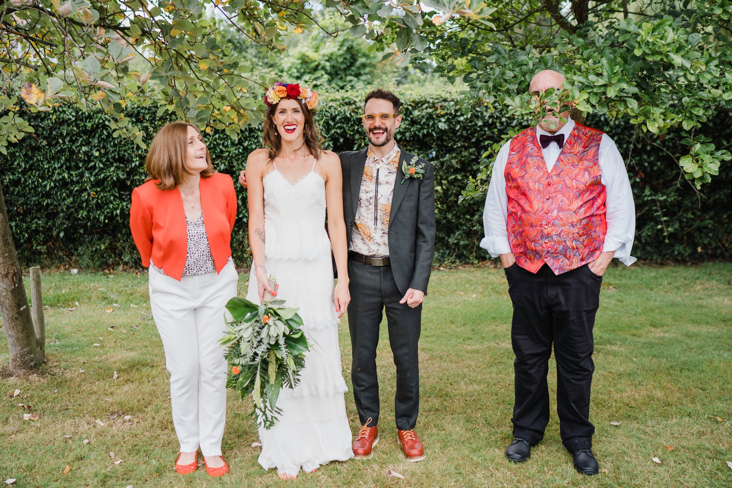 an alternative family portrait at a wedding