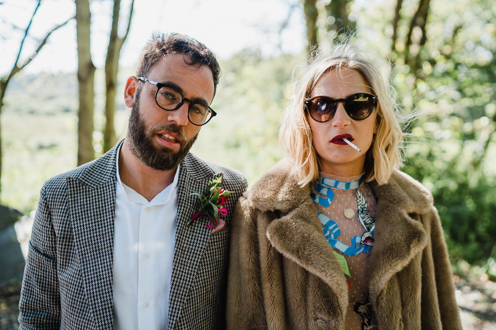 alternative wedding portrait at Fforest wales