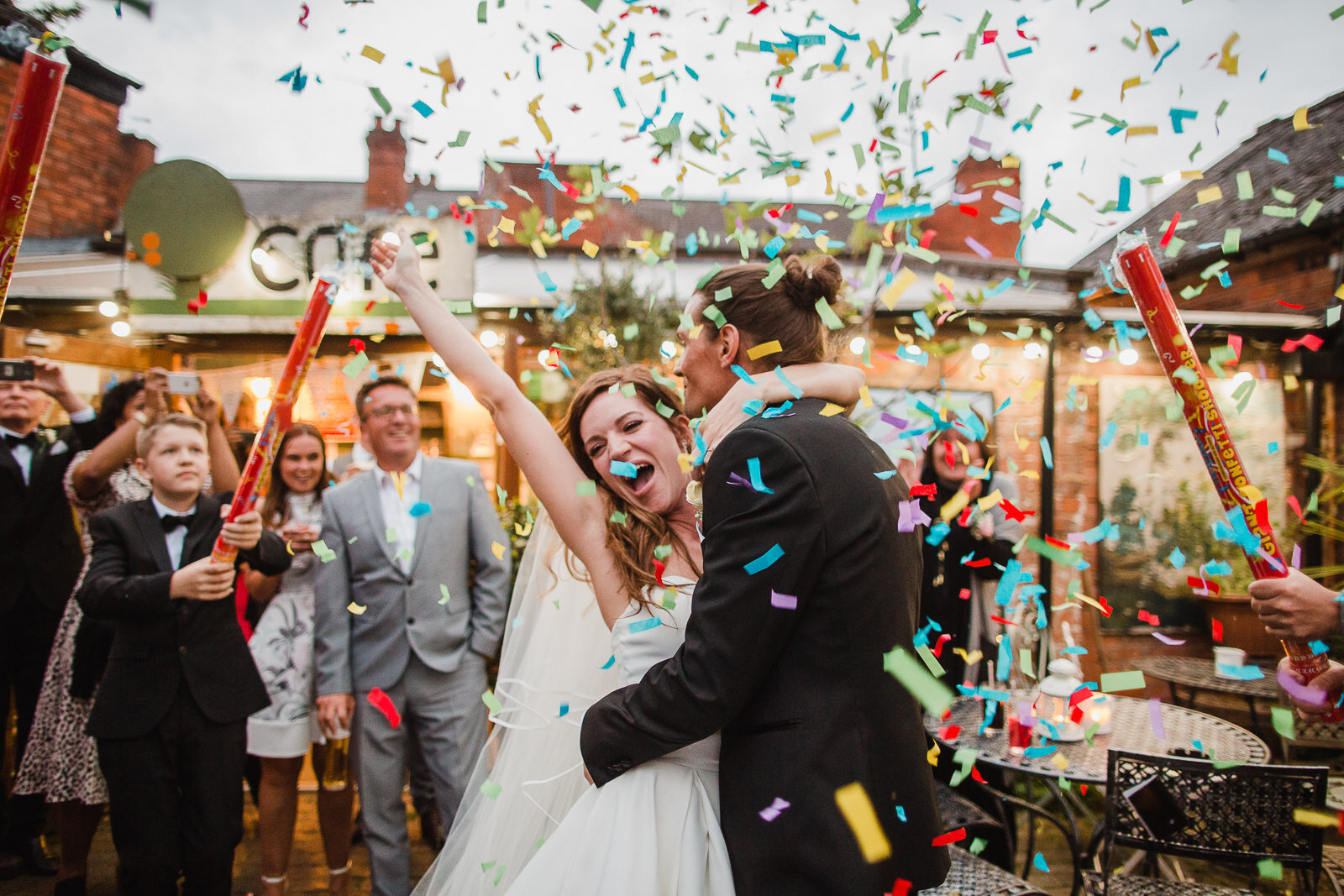 confetti canons going off during first dance in Kings heath Birmimgham