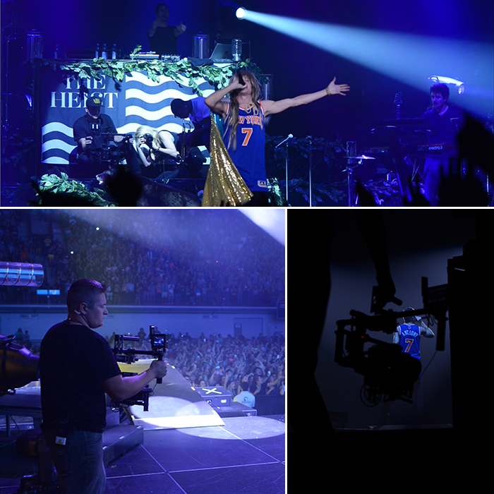 Joel Clare and the MoVI behind Macklemore at the Spokane Arena 10.23.13 | Ryan Haug of 8Point standing in the stage wing waiting for a shot
