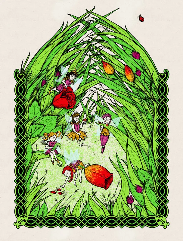 Counting Ladybugs screenprinted art print