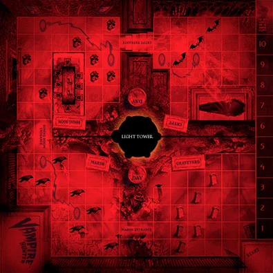 Gameboard under red 'day' light