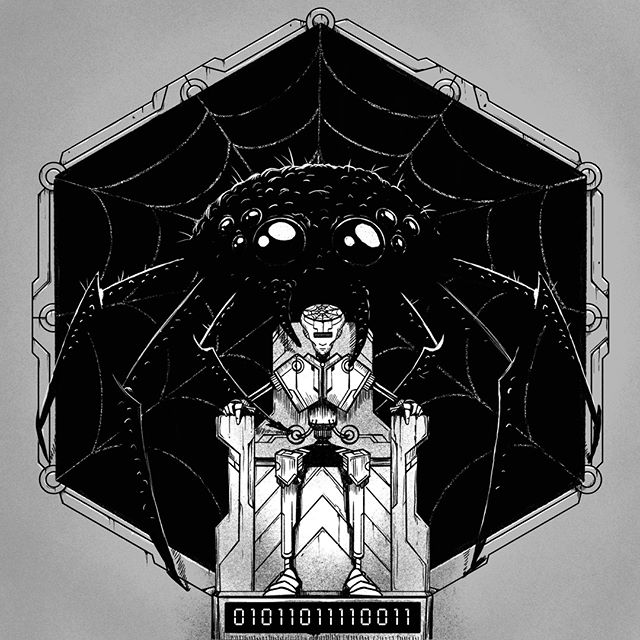 PATTERN #inktober #inktober2019The Skrel oracle built her machines to translate her webbing patterns into digital form, communicating her prophecies to those willing to decipher them.