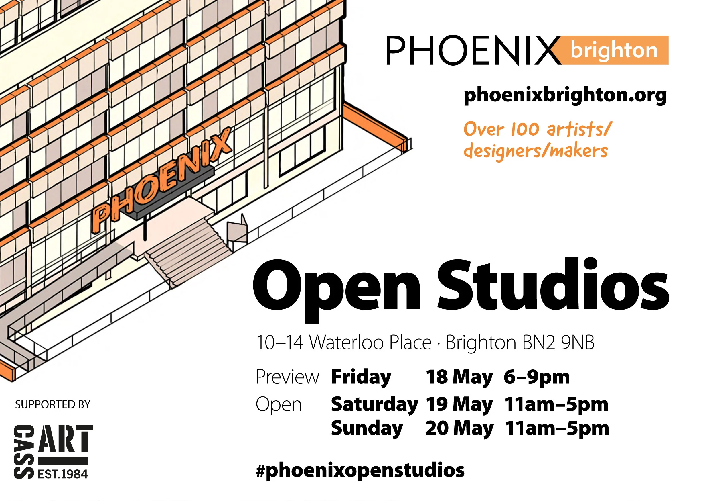 Open Studios at Phoenix Brighton May 2018 Phoenix Open Studios preview is Friday 18th May 6-9pm at Phoenix Brighton 10-14 Waterloo Place Brighton BN2 9NB. The current exhibition in the main gallery features Brett Goodroad . There is also a display of diverse works by artists working at Phoenix and last but not least the studios are open for you to take a peak inside - that's over 100 studios. I'll be opening my studio too so do pop in and see some of my latest work. If you are unable to make the preview, Phoenix Open Studios is open from Saturday 19th May – Sunday 20th May. From 11am - 5pm. I hope that you can make it along