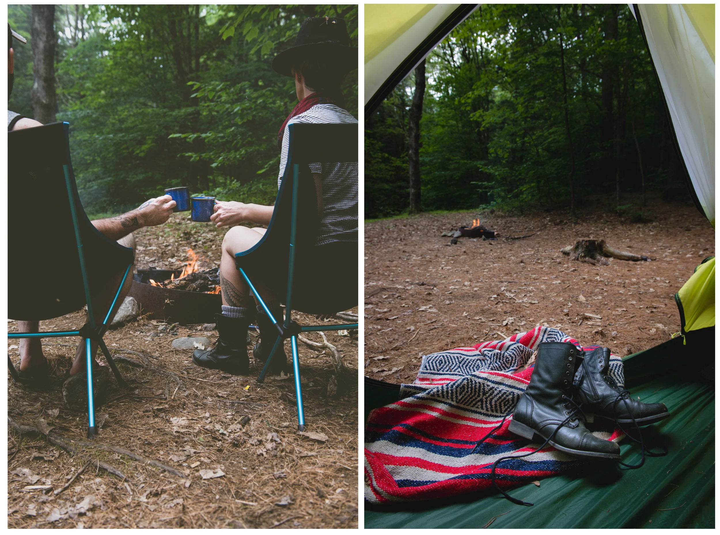 Wake up, shoes on, fire built, coffee and tea made.