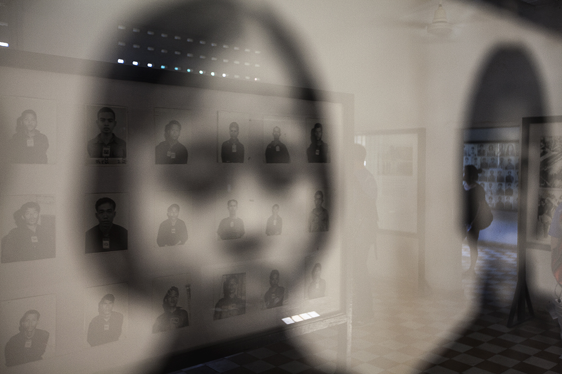 identification photos of the victims of the khmer rouge in the permanent display in the tuol sent genocide museum