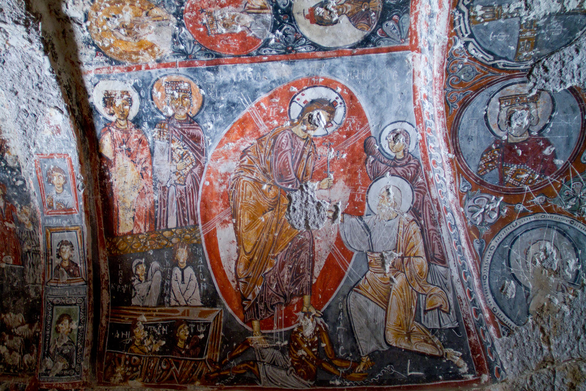  De-faced early christian frescoes, Cappadocia 