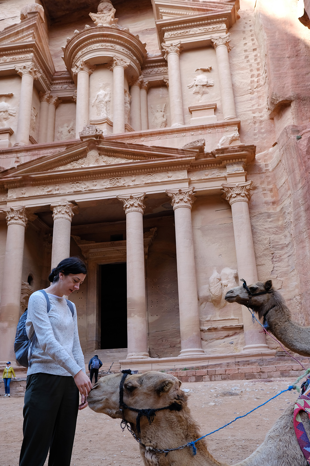  Al-Khazneh, or the Treasury, is a 2000-year-old temple/tomb cut into the sandstone cliffs in Petra. Camels are pretty neat too. 