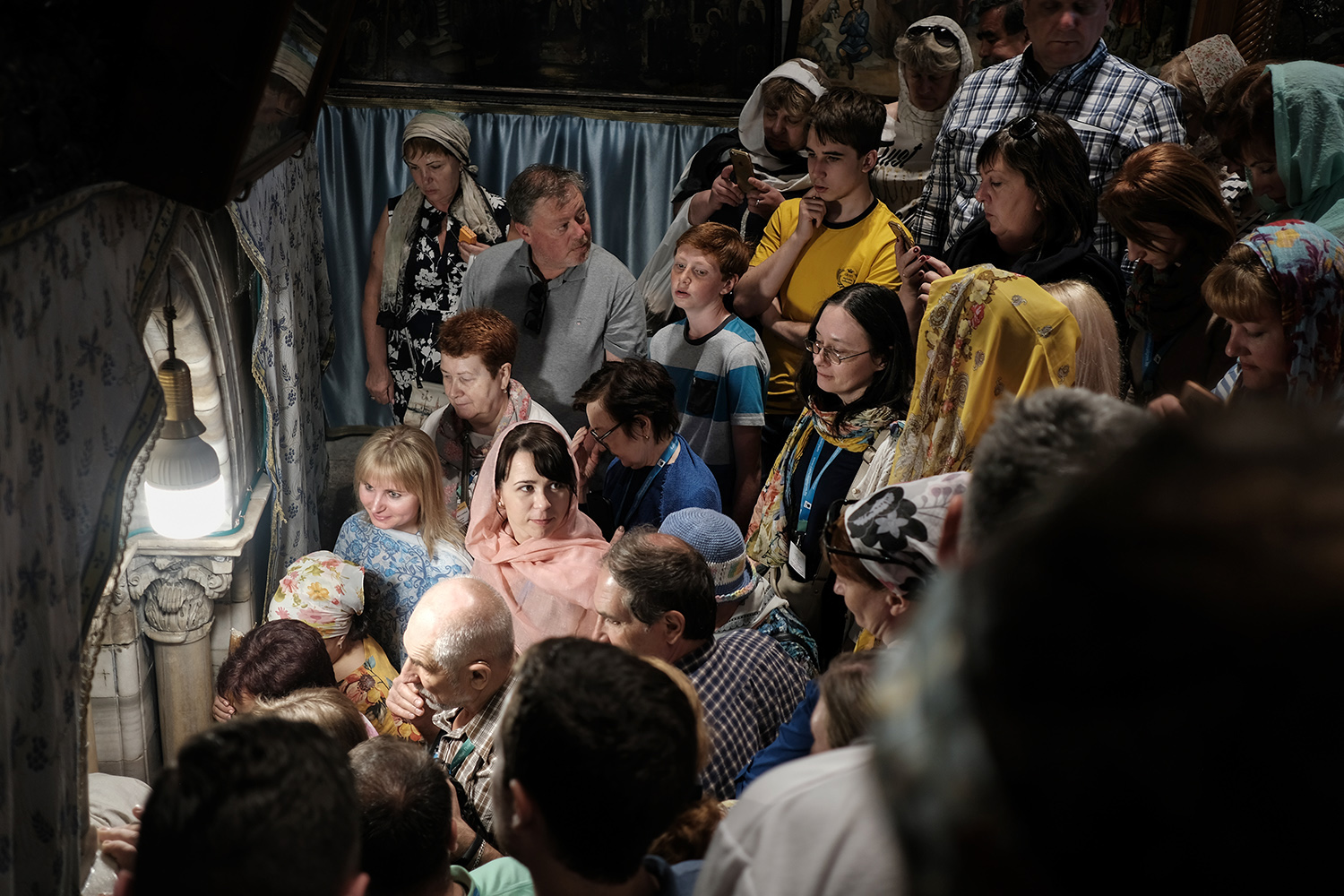  Christian pilgrims wait to enter the crypt below the Church of the Nativity, where Jesus is said to have been born. 