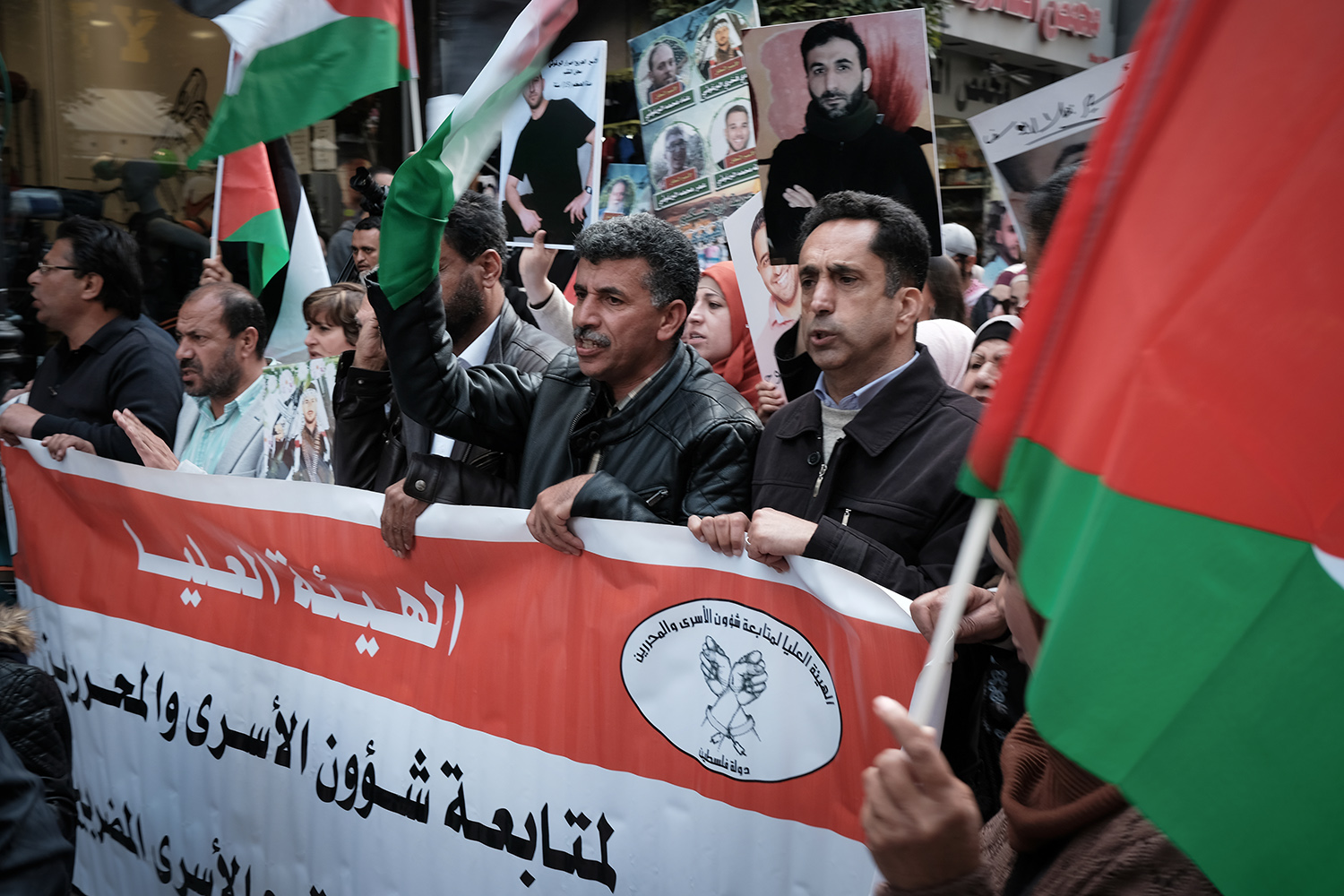  A peaceful demonstration drawing attention to imprisoned Palestinians, Ramallah, West Bank.  