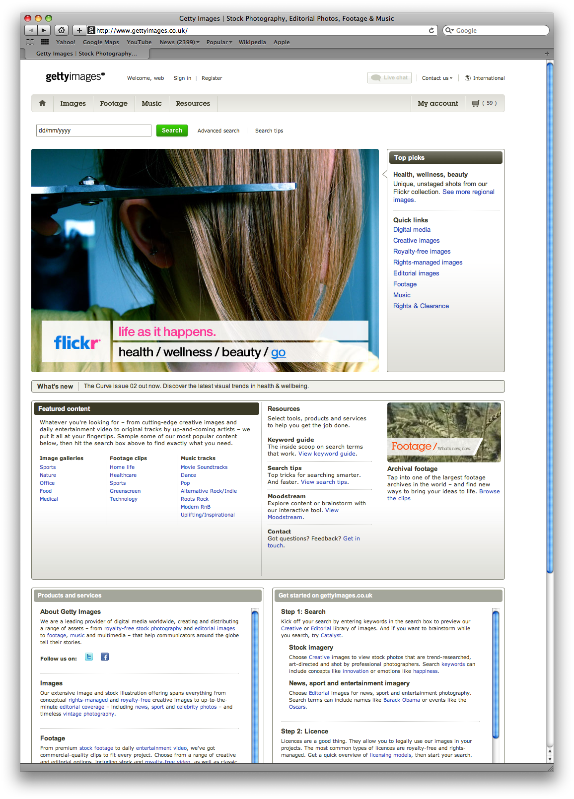 Getty Images Home Page