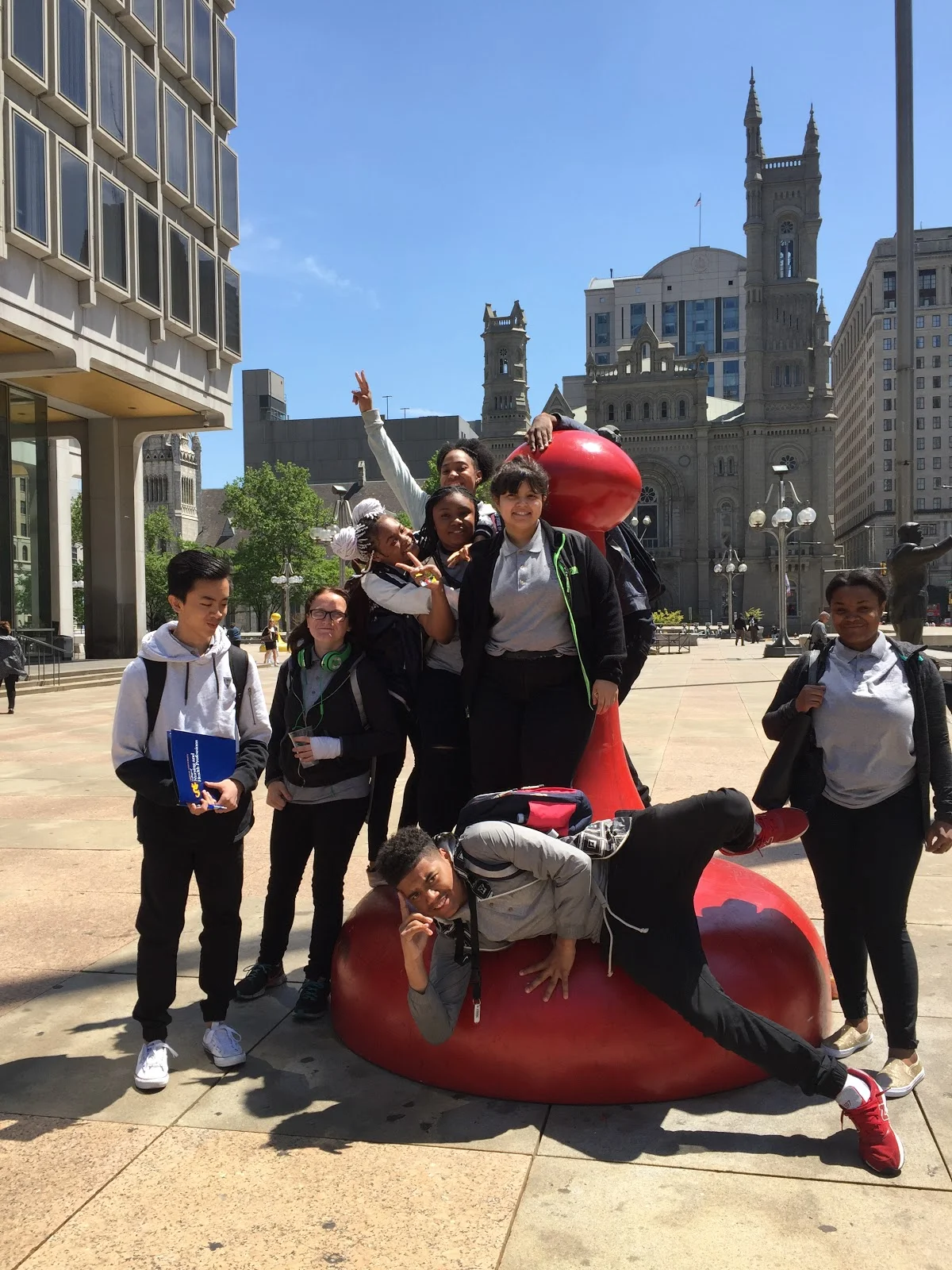 Students after a college informational session and visit to Drexel University College of Nursing and Health Professionals.