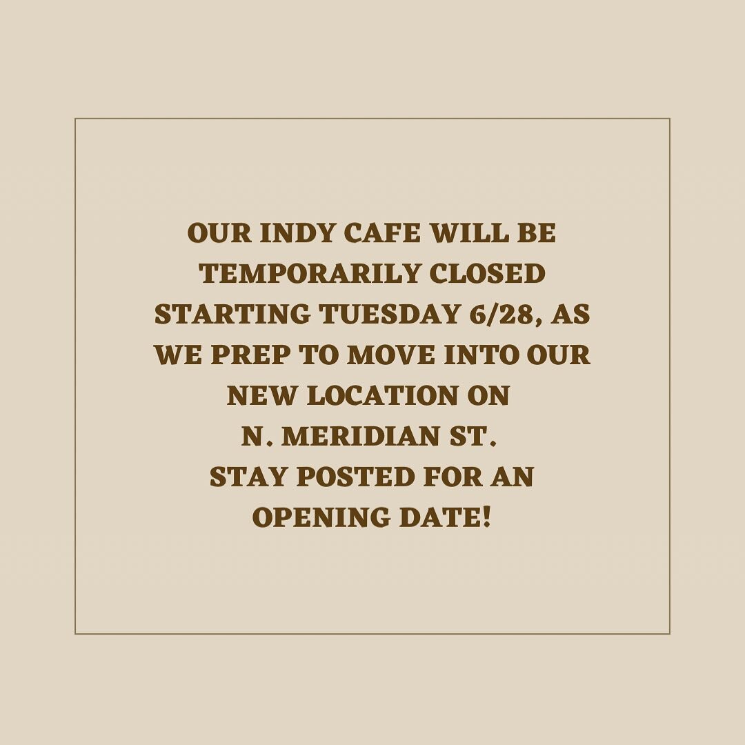 Here is an update regarding our Indianapolis location! Stay tuned for update with the new location opening date.