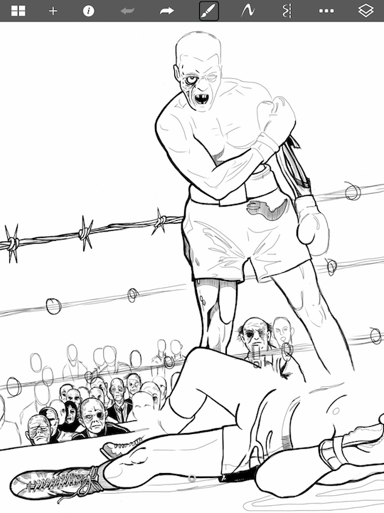"Zombie Fight" sketched in Autodesk SketchBook on an iPad © 2015 Cormac Phalen