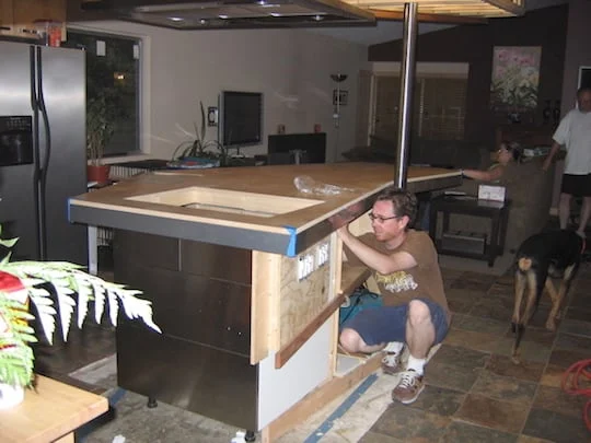 Evan, working on his kitchen remodel.