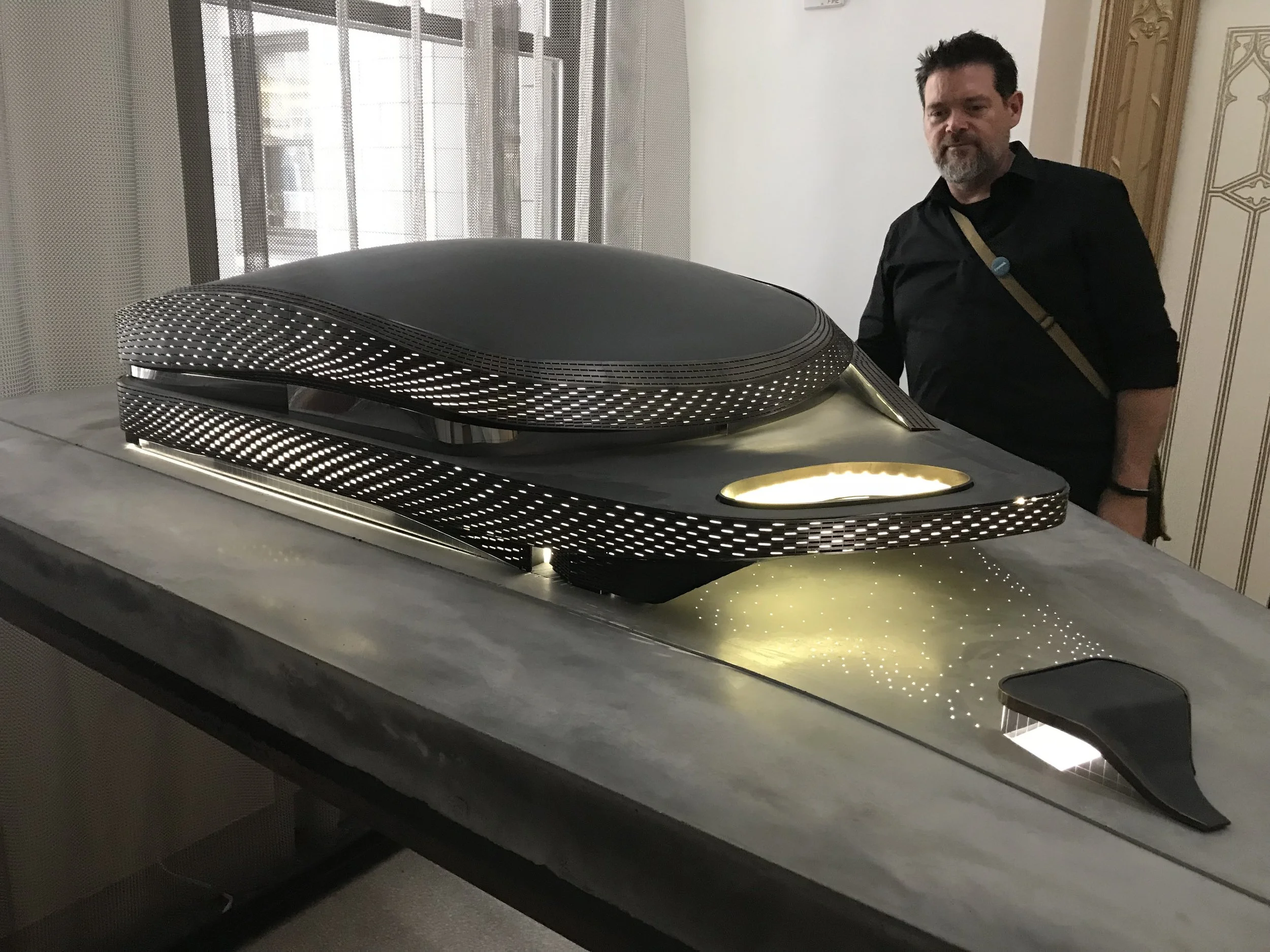 Cormac drooling over the Barclays Center model in the SHoP Architects lobby