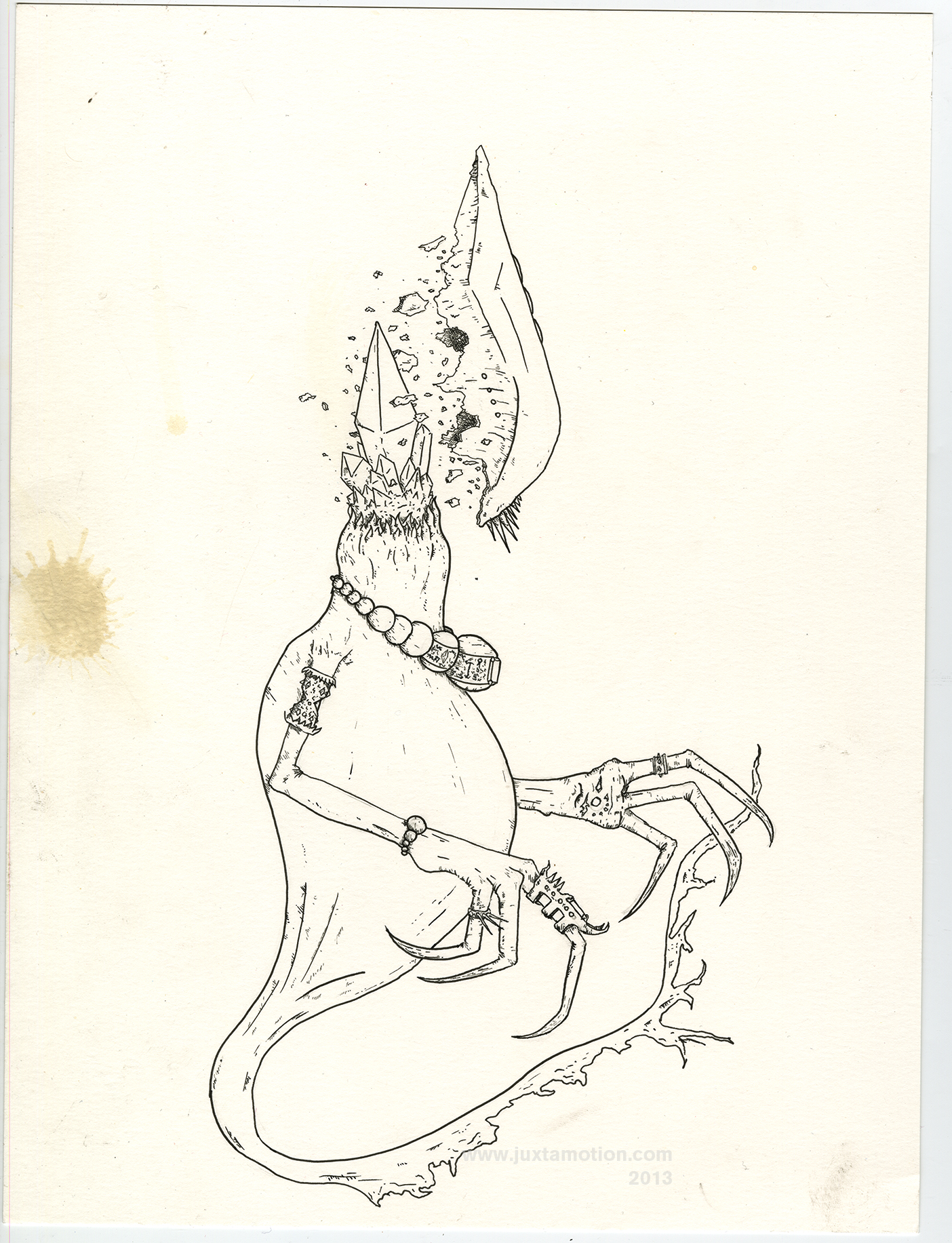 Dark Djinn - 2013 9x12" Ink, coffee, failure