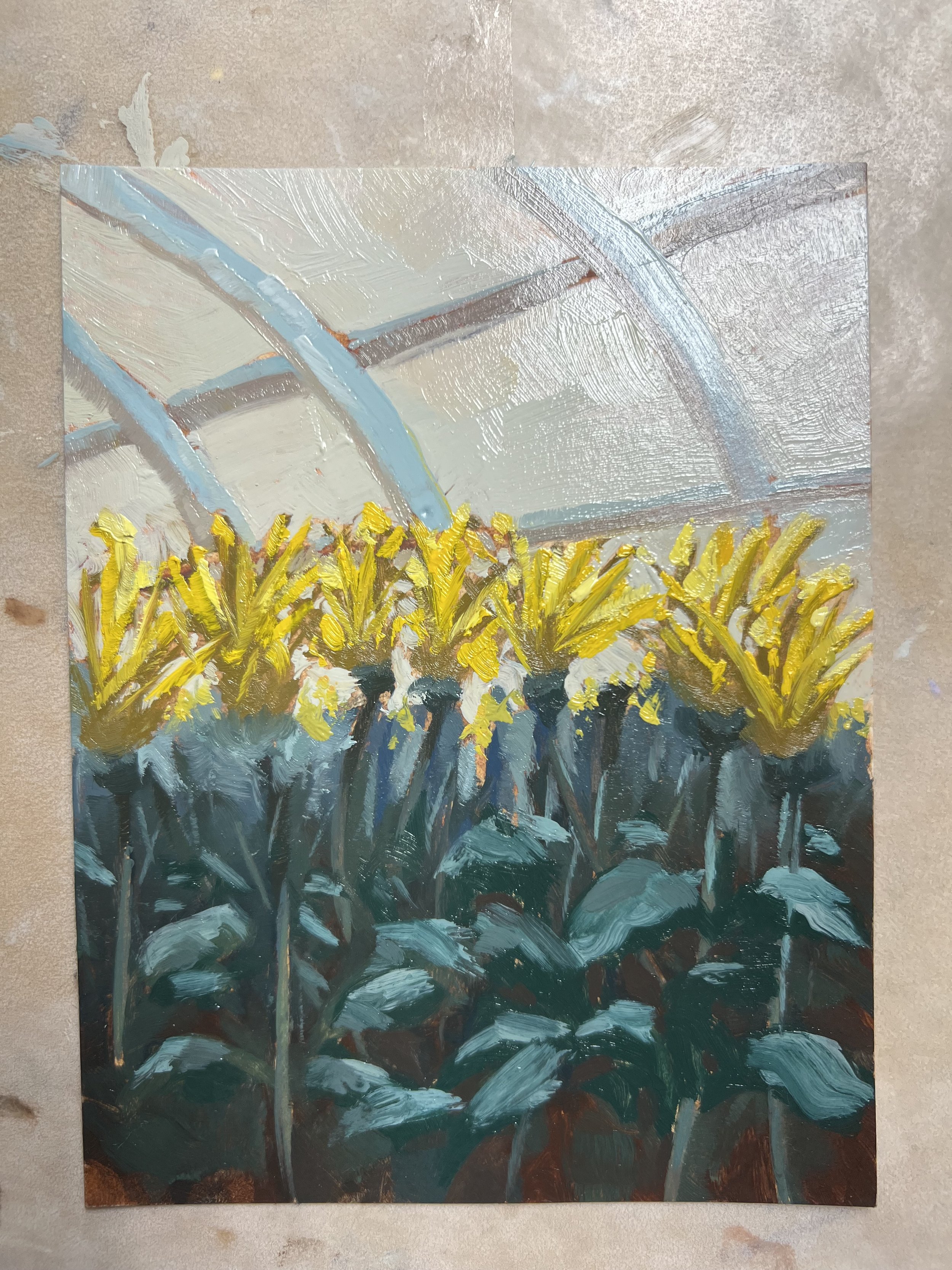 Daily Painting 5 - "Longwood Gardens Chrysanthemums", oil, 4x6"