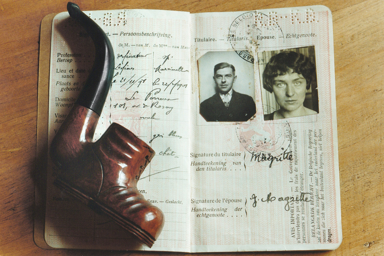 Image of pipe and passport of Rene Magritte