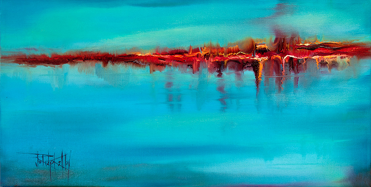 Turquoise Series, Imagine II, 11" x 22", oil on canvas