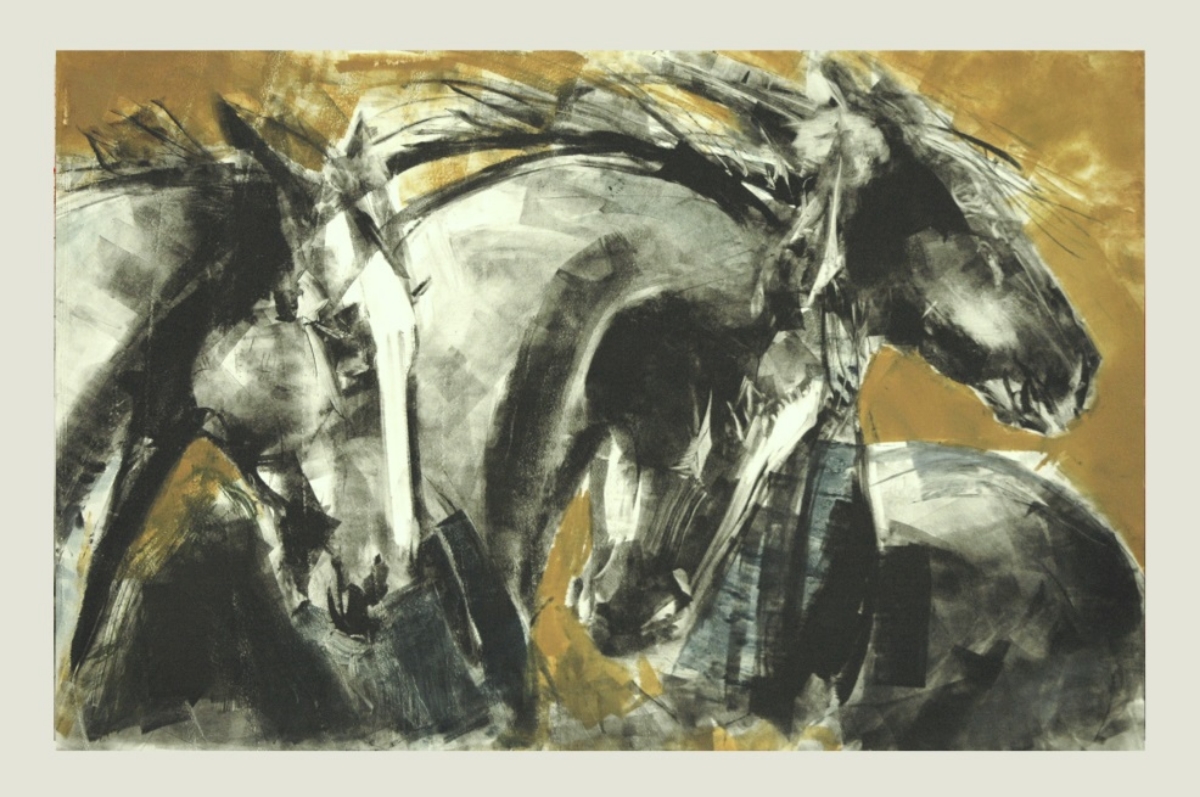 Herd of Three in Ocher