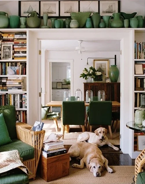 These are perfect with all the same color and type used. It's like someone painted a green, colorful band all the way across the wall. Gorgeous. Photographer: Paul Costello