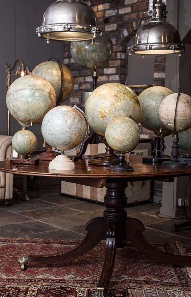 Amassed on a shelf or tabletop, in varying sizes and colors, a collection of globes can create a really beautiful display!