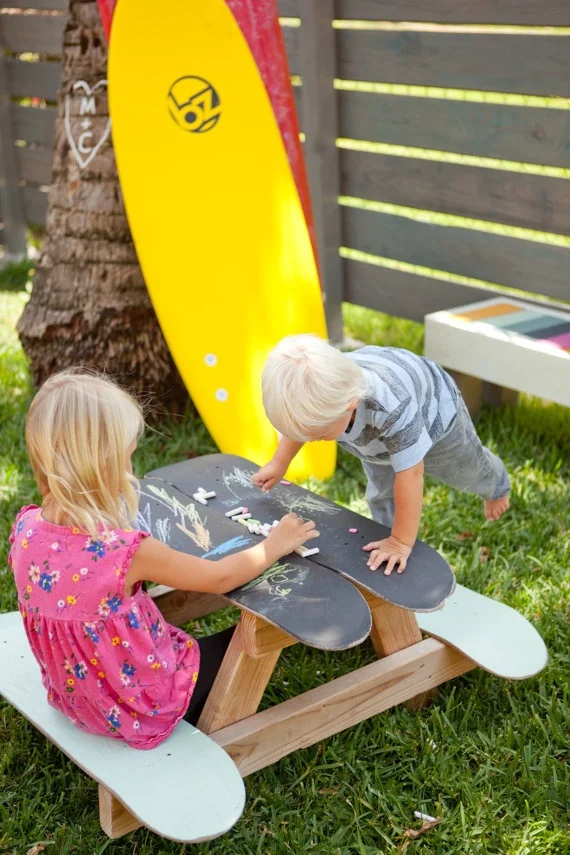 Skateboard picnic table | Image via: Etsy