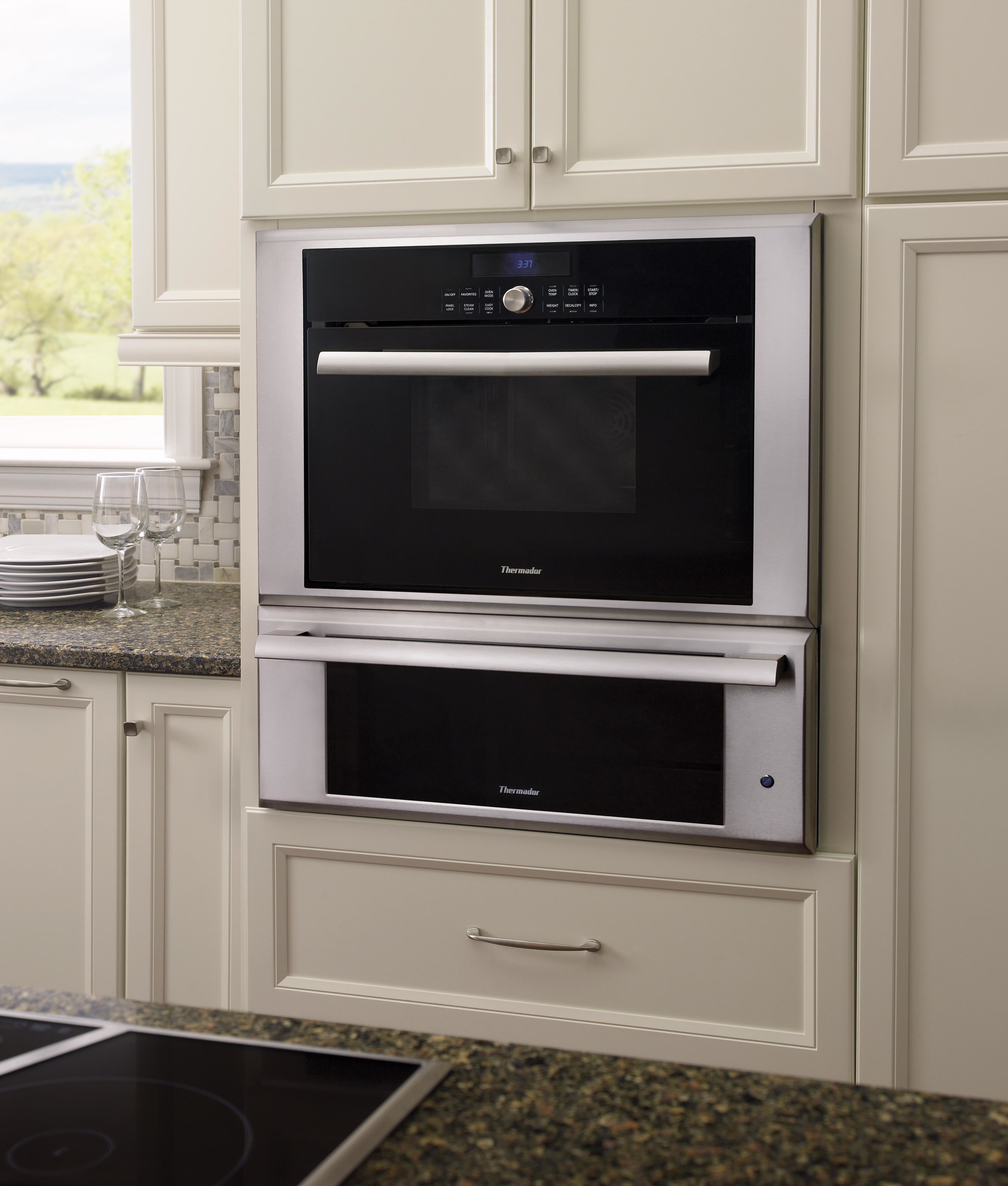 Many of my clients choose Thermador appliances for their kitchens. In particular, I’m anxious to see this steam/convection oven.