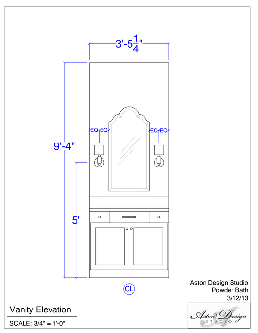 Bathroom wall sconce location drawing