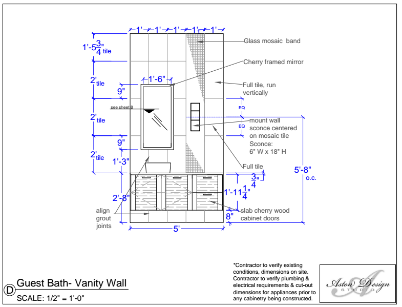 Bathroom wall sconce location drawing