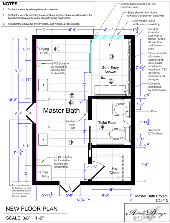 Bathroom remodel featuring: universal design, accessible bathroom, curbless shower, linear drain, accessibility, and much more! | Interior Designer: Carla Aston / Photographer: Tori Aston