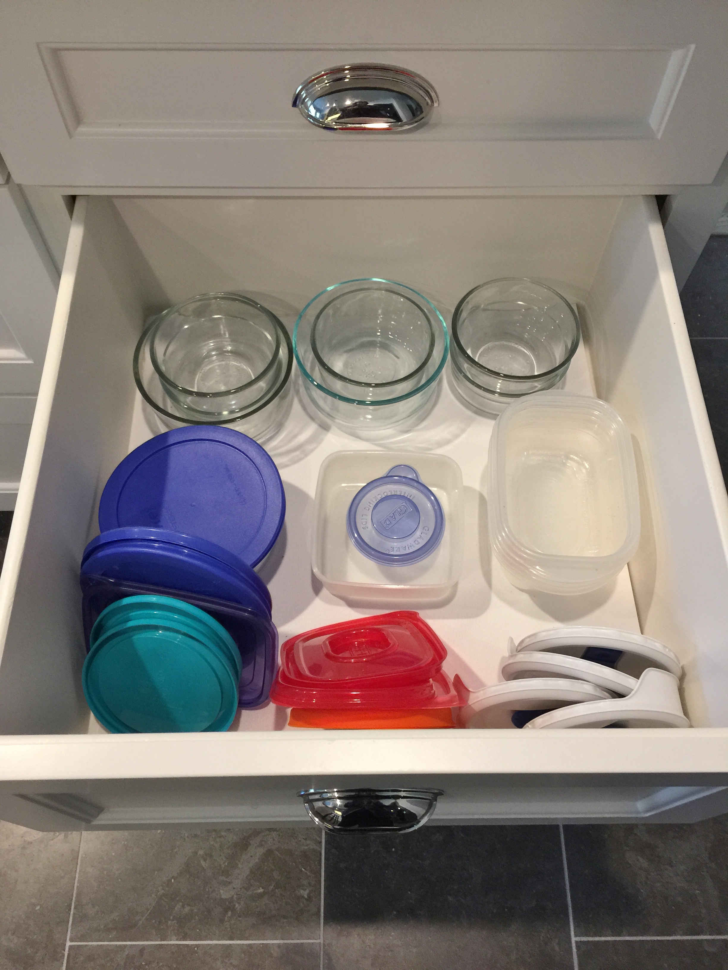 Wide deep drawers open | interior Designer: Carla Aston
