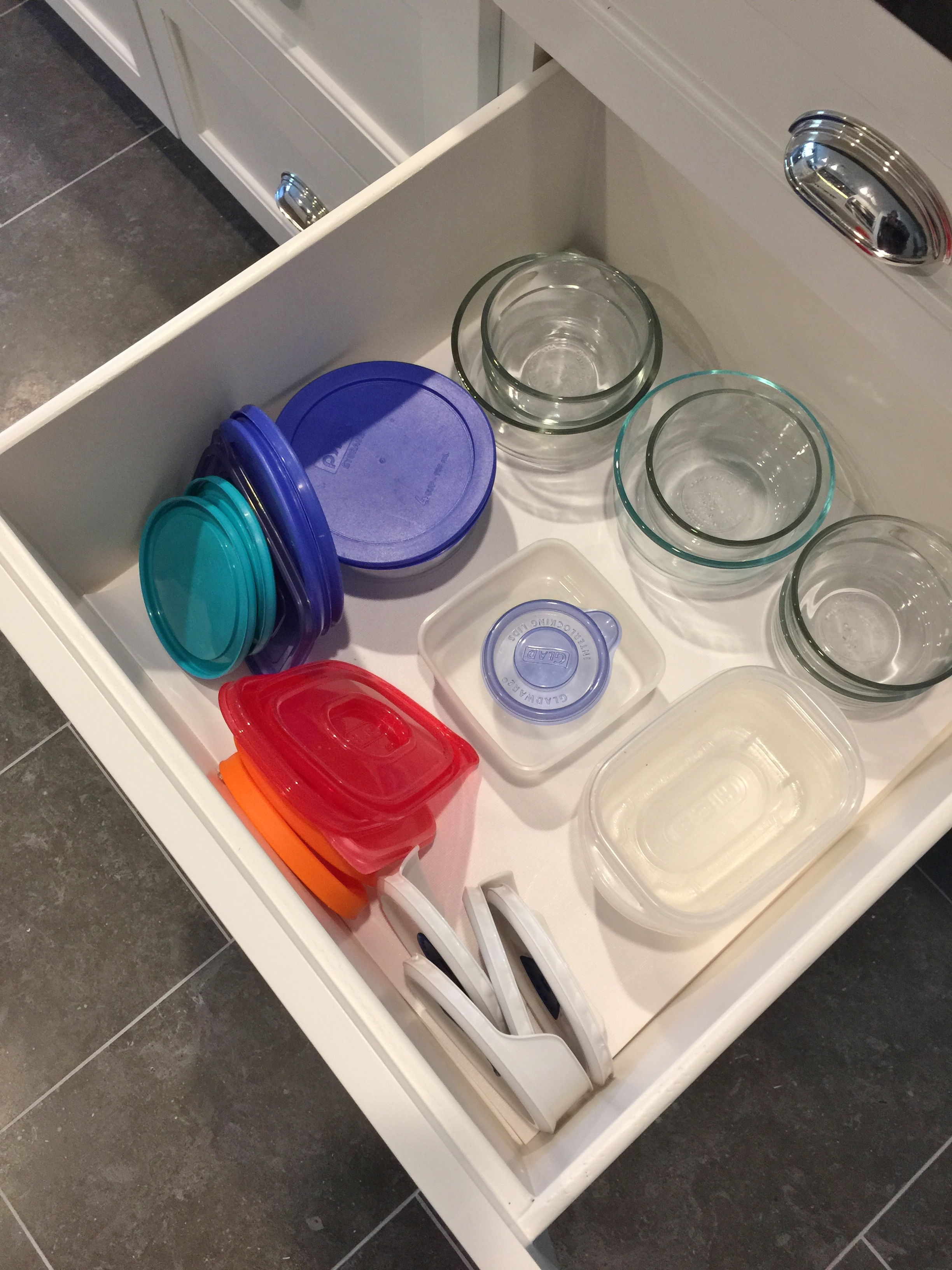 Wide deep drawers open | interior Designer: Carla Aston