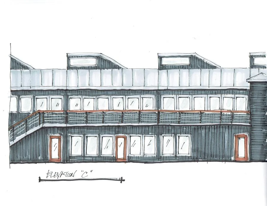 Office building elevation | Drawing by interior designer Carla Aston
