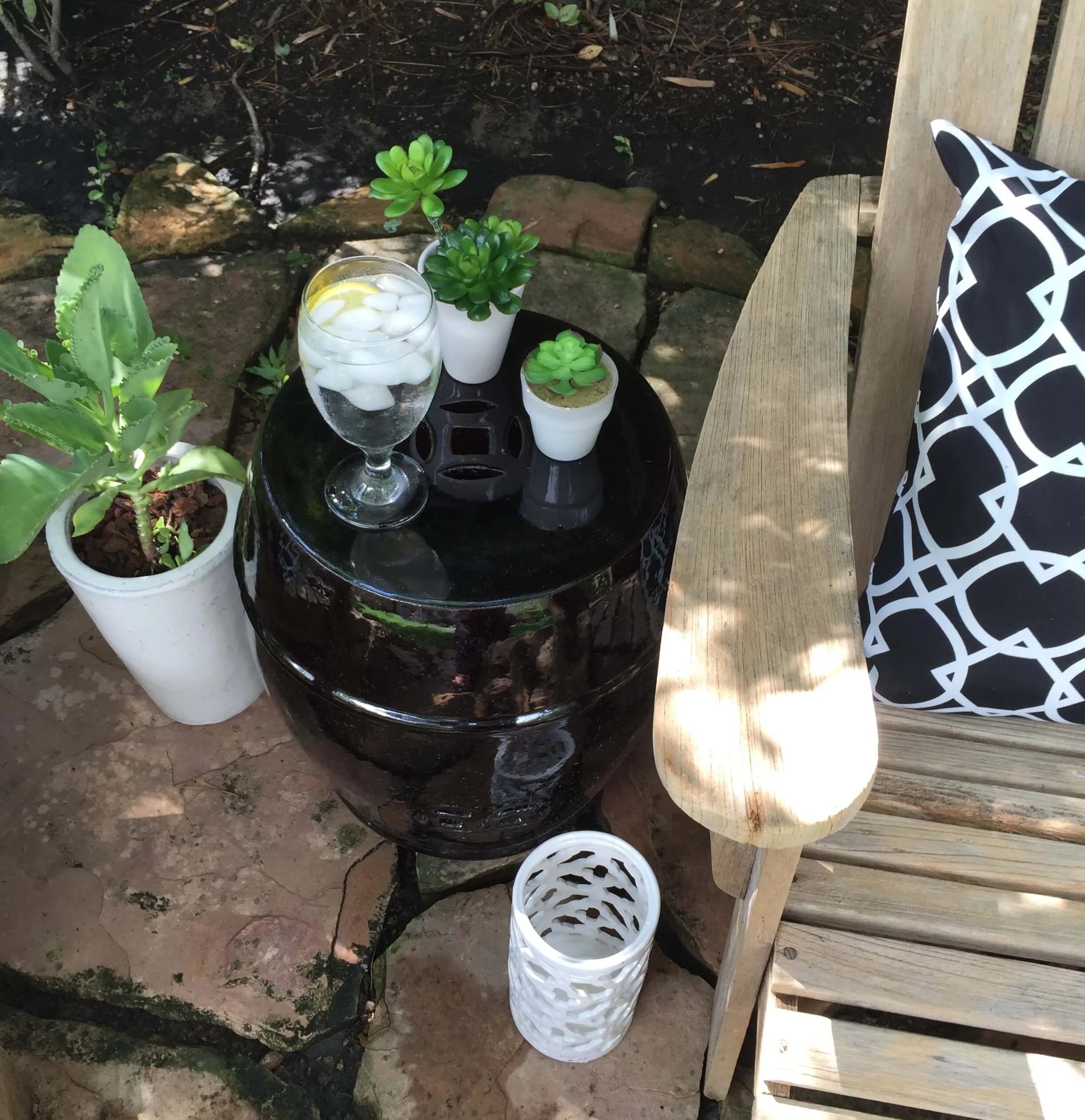 Black garden stool