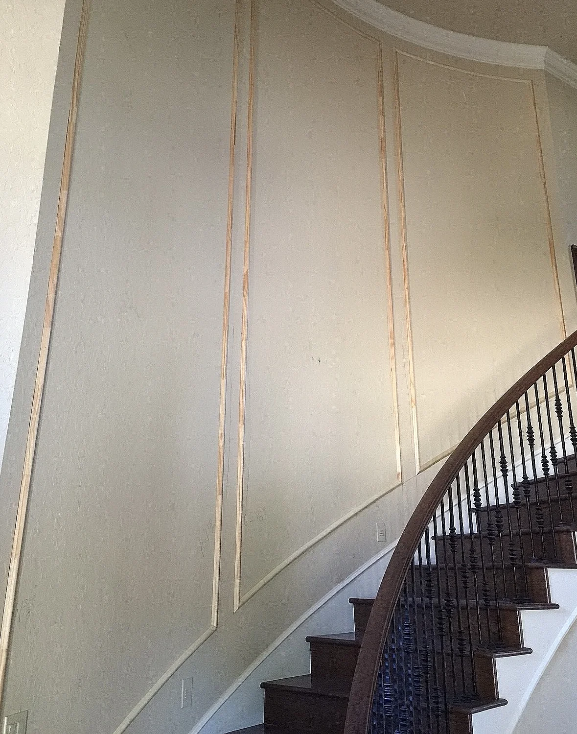 Entry Hall Stair Wall - in process, with moulding applied