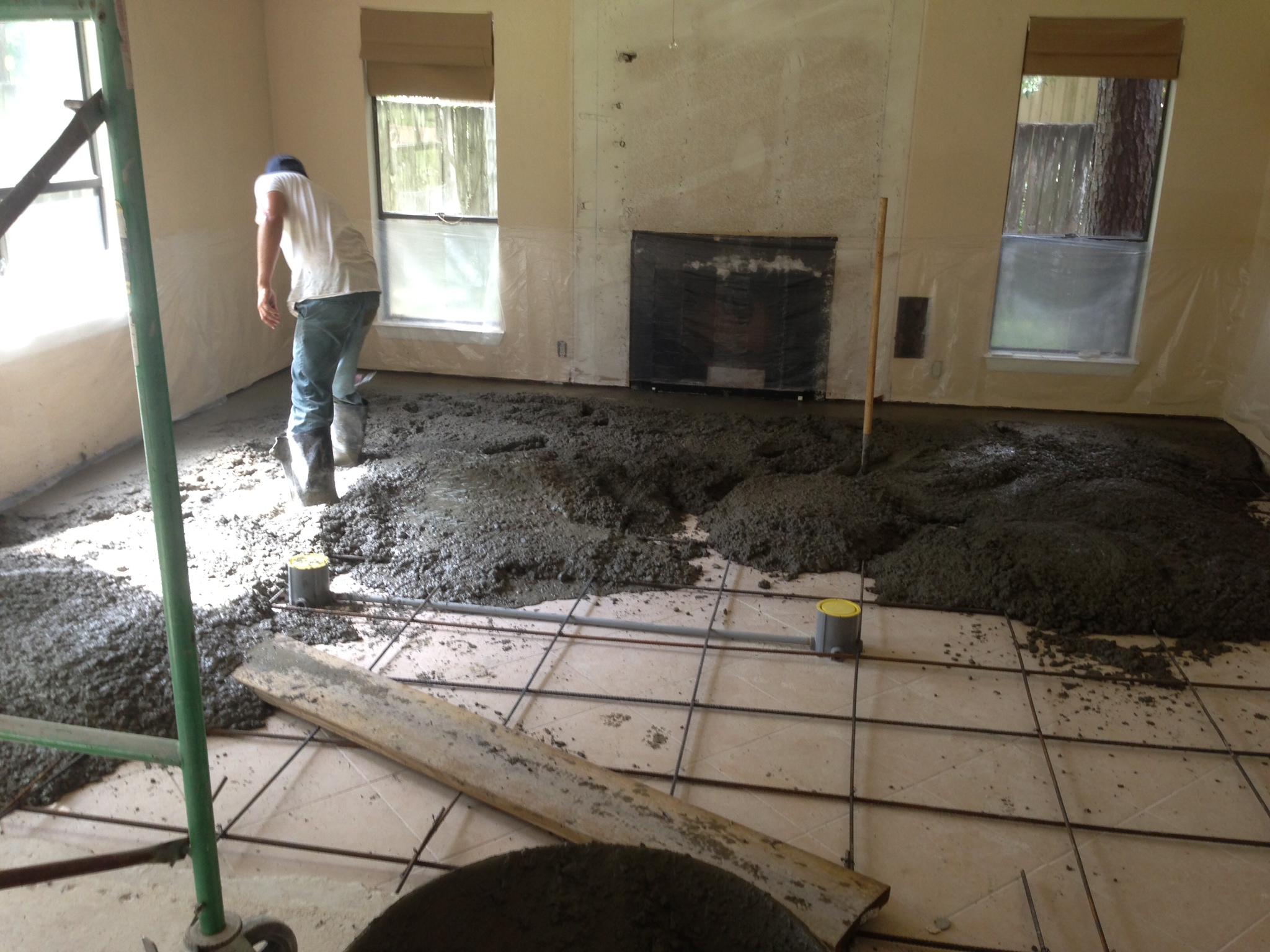 Pouring Concrete In A Sunken Living Room