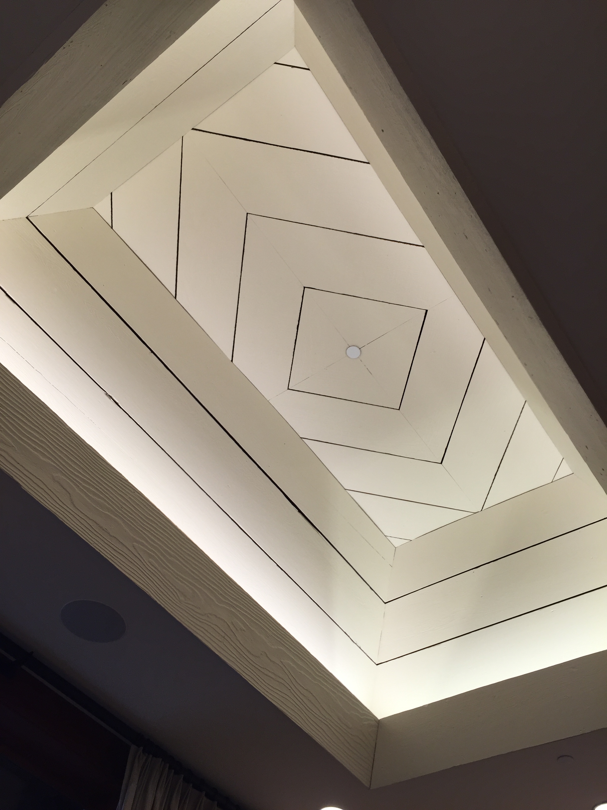Shiplap ceiling detail in one of the tasting rooms