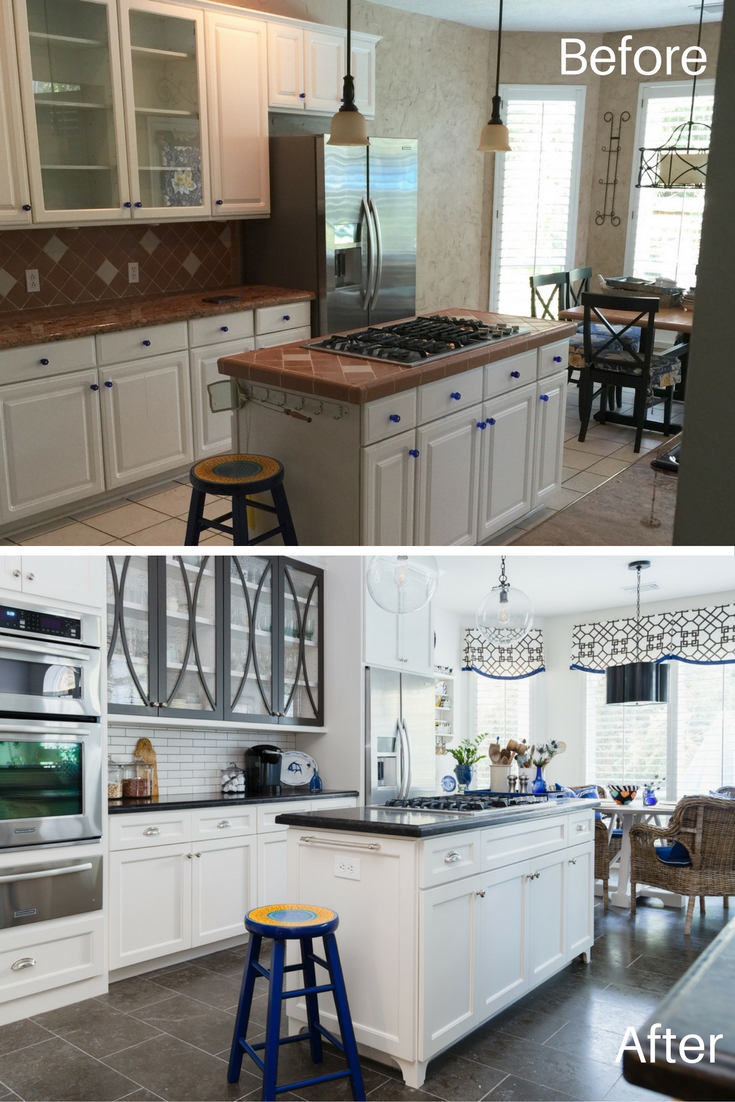 BEFORE AND AFTER - Kitchen Remodel Reveal / Designer: Carla Aston, After Photo: Tori Aston