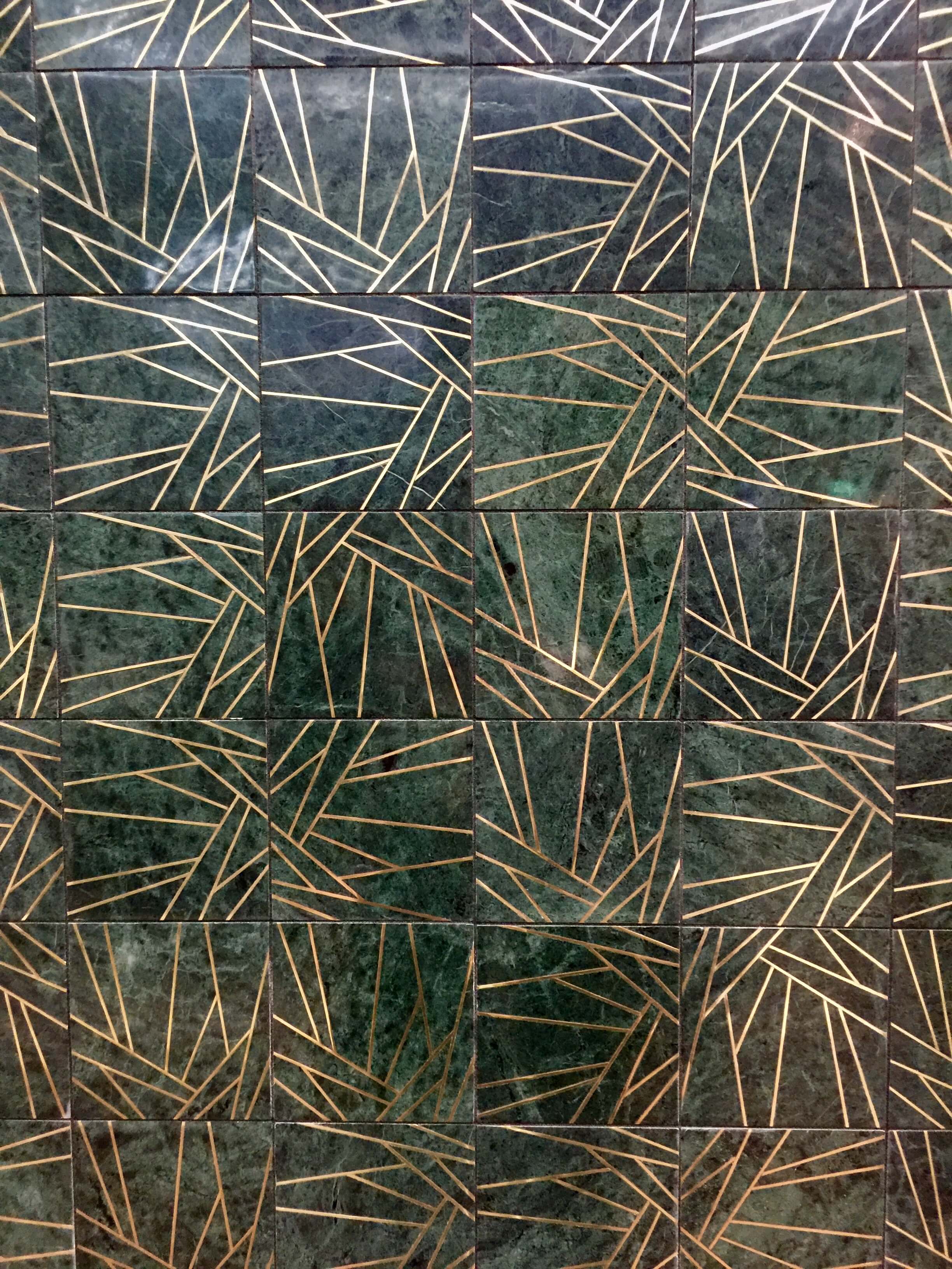 Ann Sacks Paire tile with marble and brass inlay