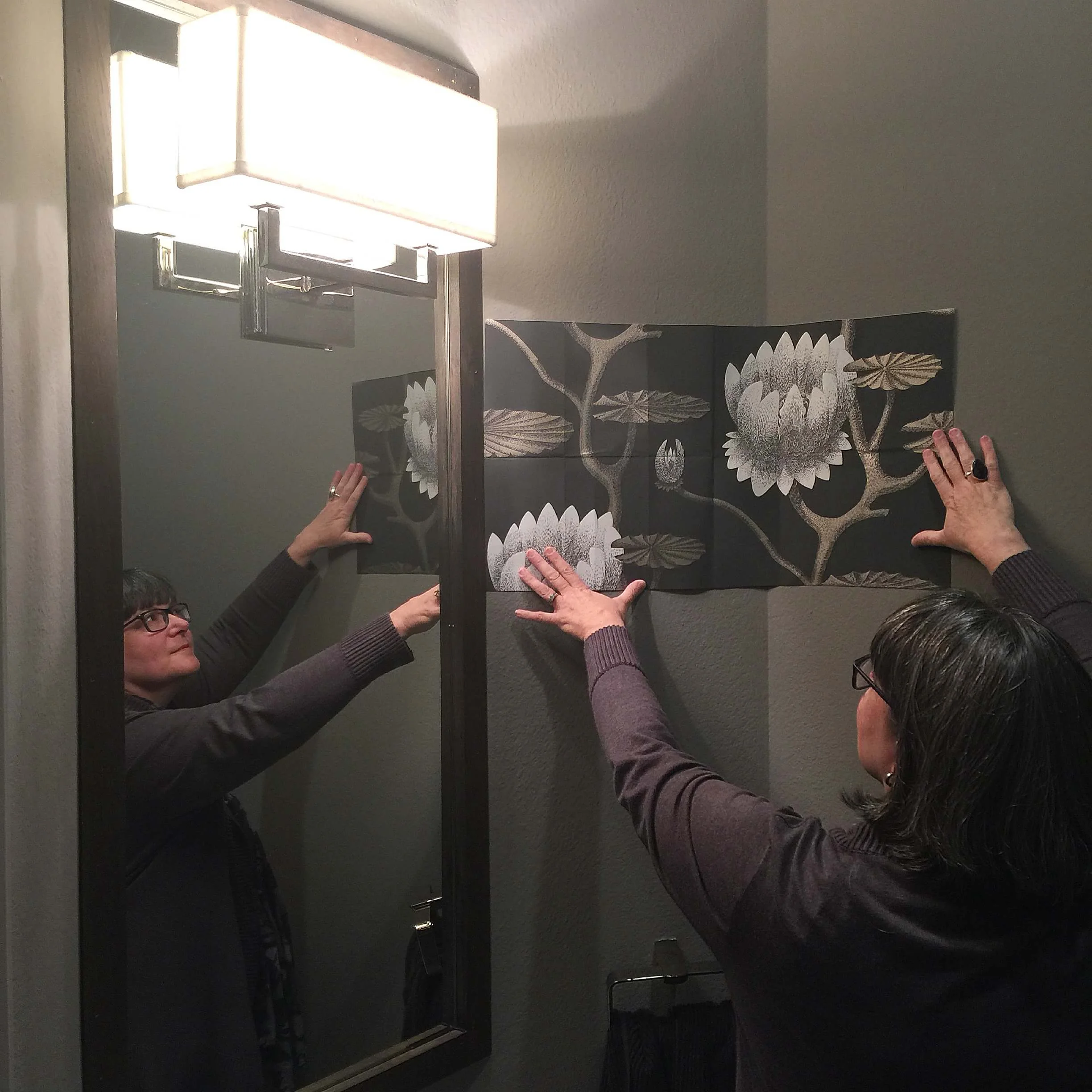 Lotus wallpaper from Cole and Son in powder bath