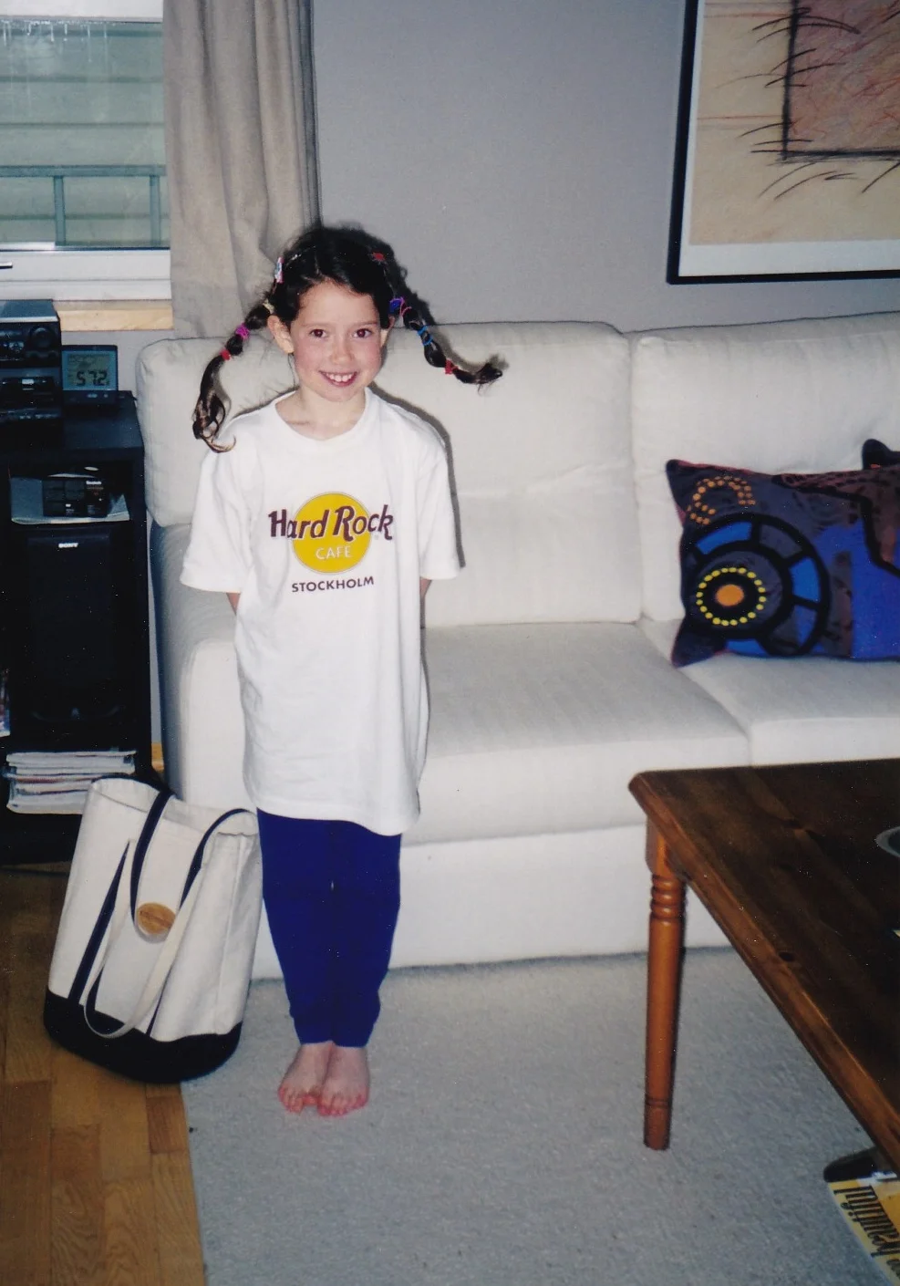 AND...here's my daughter by the tall coffee table, then around 6 years old, dressed up as Pippi Longstocking. I gotta embarrass the whole family equally, you know?