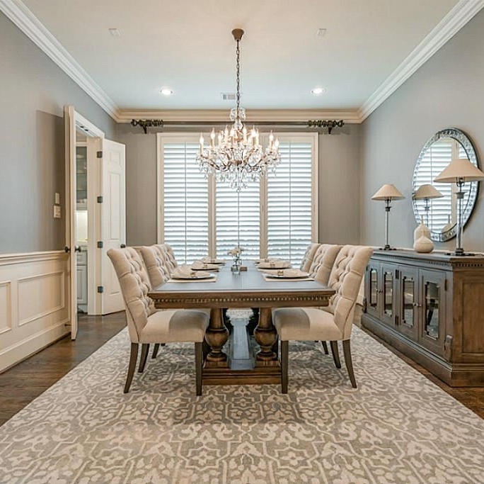 After Dining Room with gray walls and creamy color trim | Carla Aston Designer