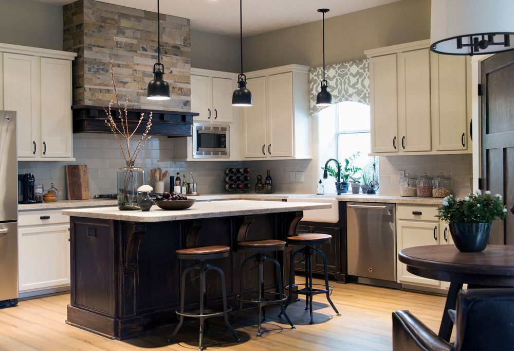 Natural Stone Backsplash In The Kitchen, Black Pebble Tile Countertops