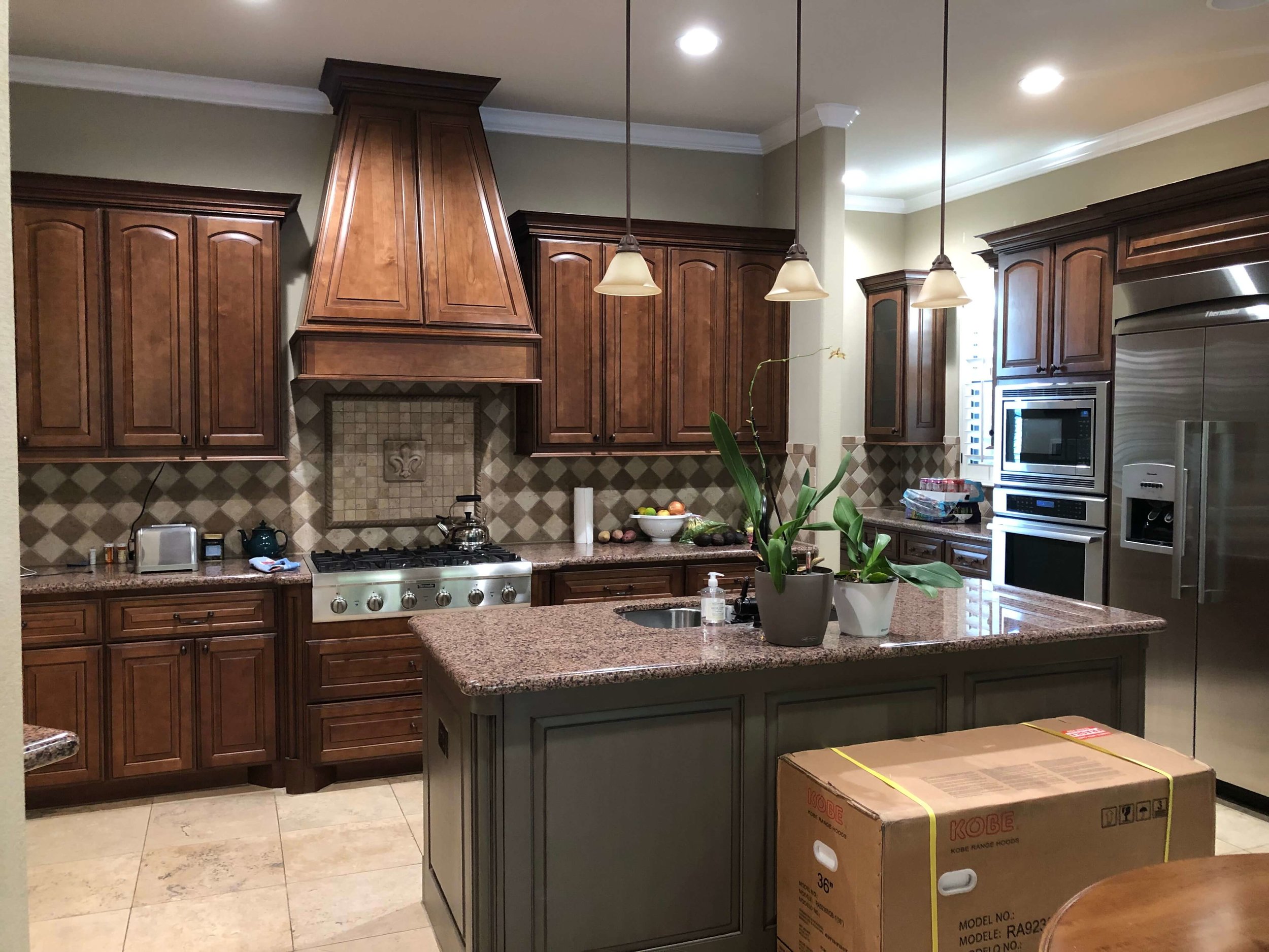 dark and light wood formal kitchen