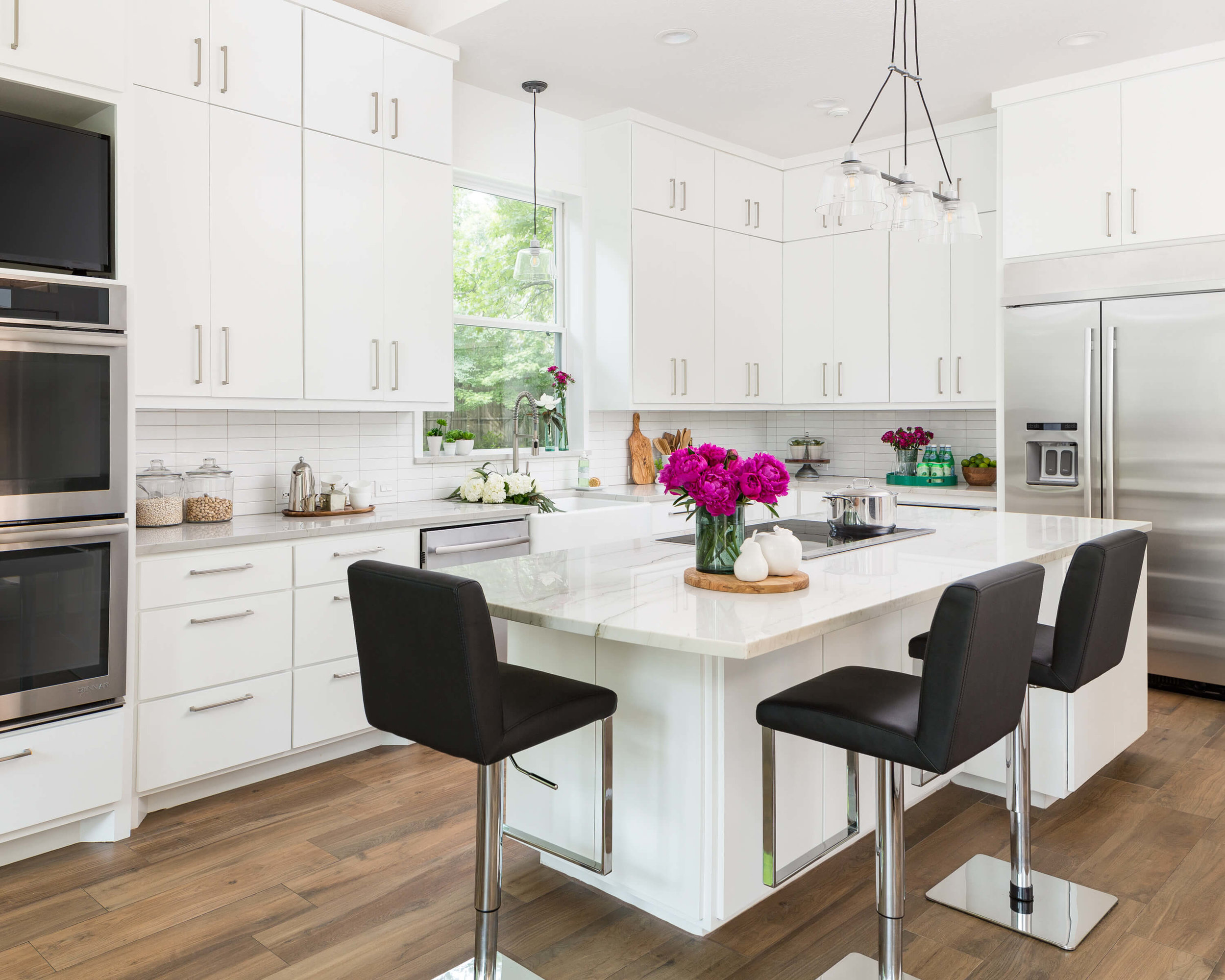 BEFORE AND AFTER A Dated Wood Kitchen  Goes All  White  And 