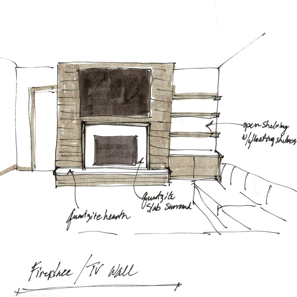 Sketch for Fireplace Wall Design Recommendation