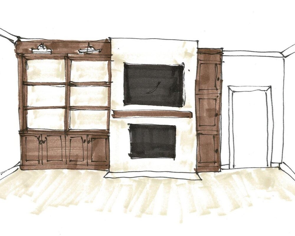Sketch for Fireplace Wall Design Recommendation